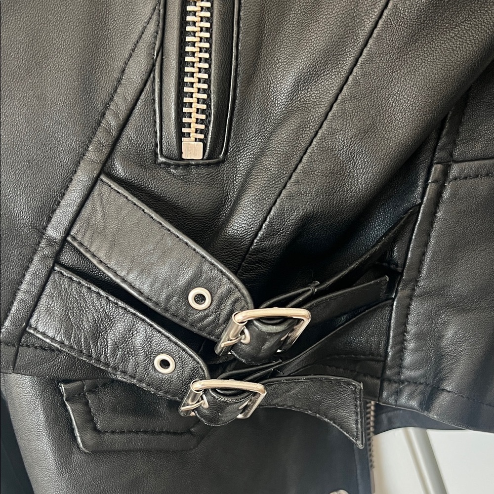 IRO Black Leather Jacket with Silver Accents - Picture 6 of 13
